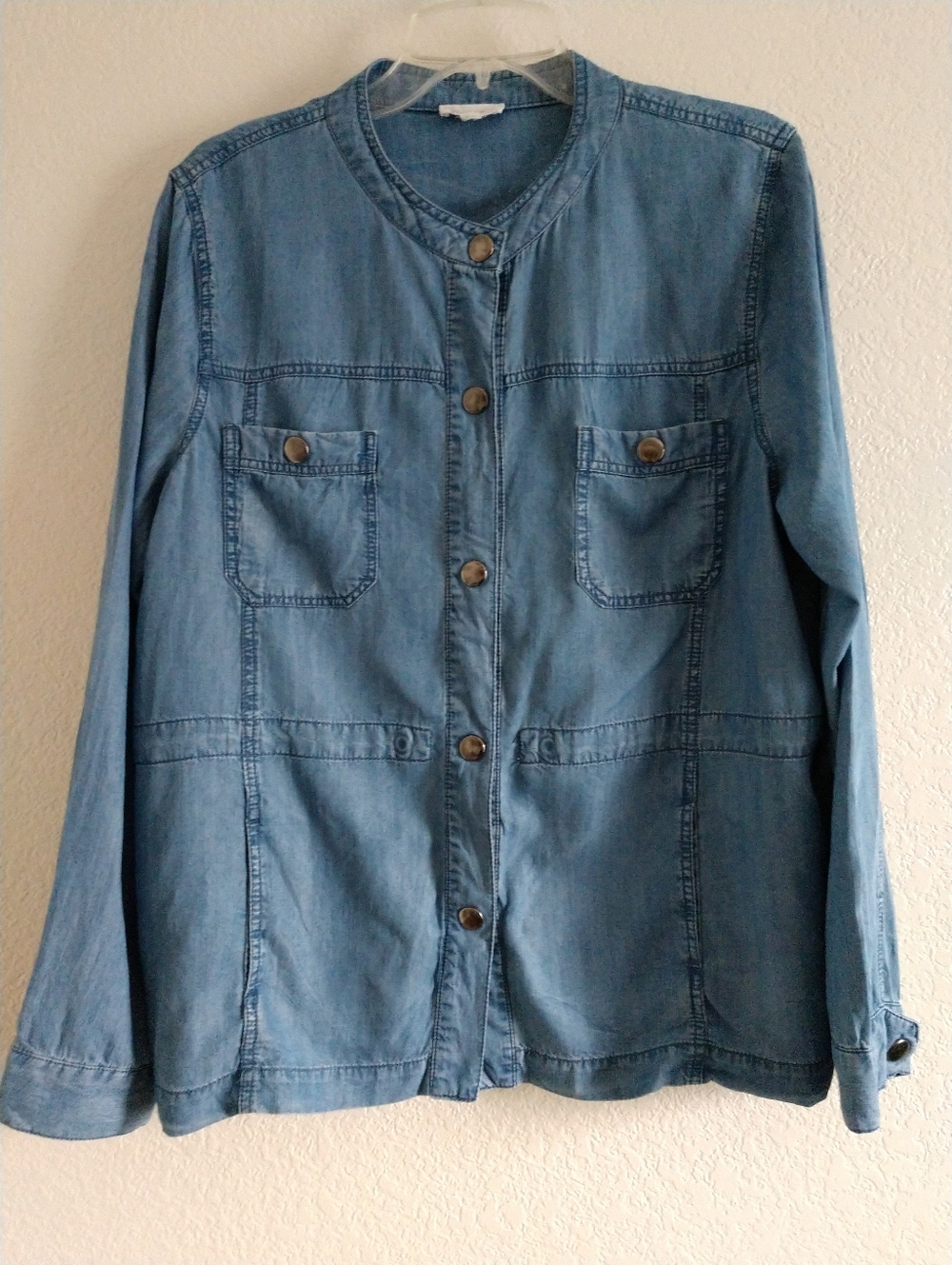 Westbound Women's Chambray Shirt Blue Long Sleeve Snap Front Size XL, Chest 42"